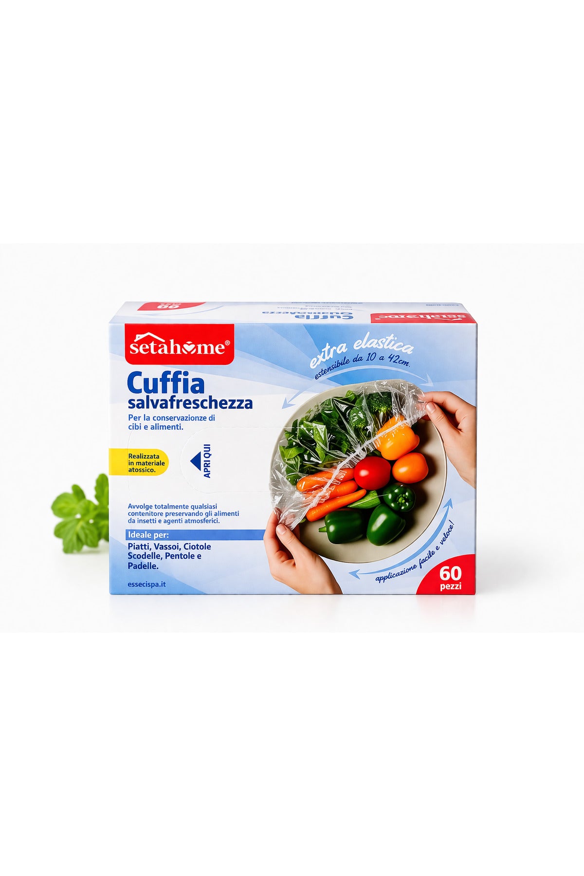 Setahome Huse Elastice Alimentare 60 Buc – Extra Elastice, Reutilizabile, 10–42 cm, Conservare Alimente