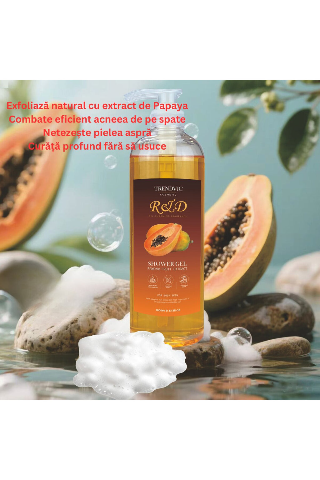Gel de Duș Trendvic Cosmetic – Extract de Papaya, 1000 ml