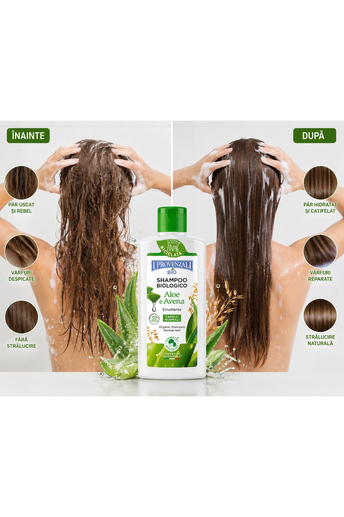 Bio Shampoo Aloe & Avena 250 ml – ?ampon Emolient cu 15% Aloe Vera pentru P?r Normal