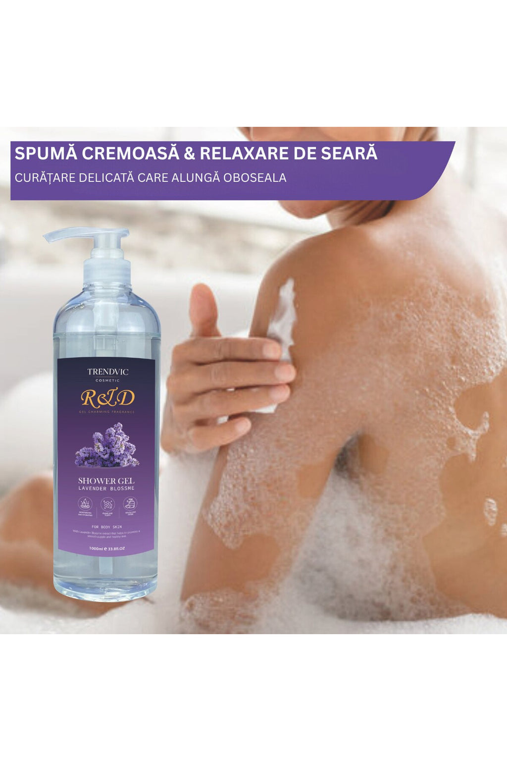 Gel de Duș Trendvic Cosmetic – Lavandă, 1000 ml
