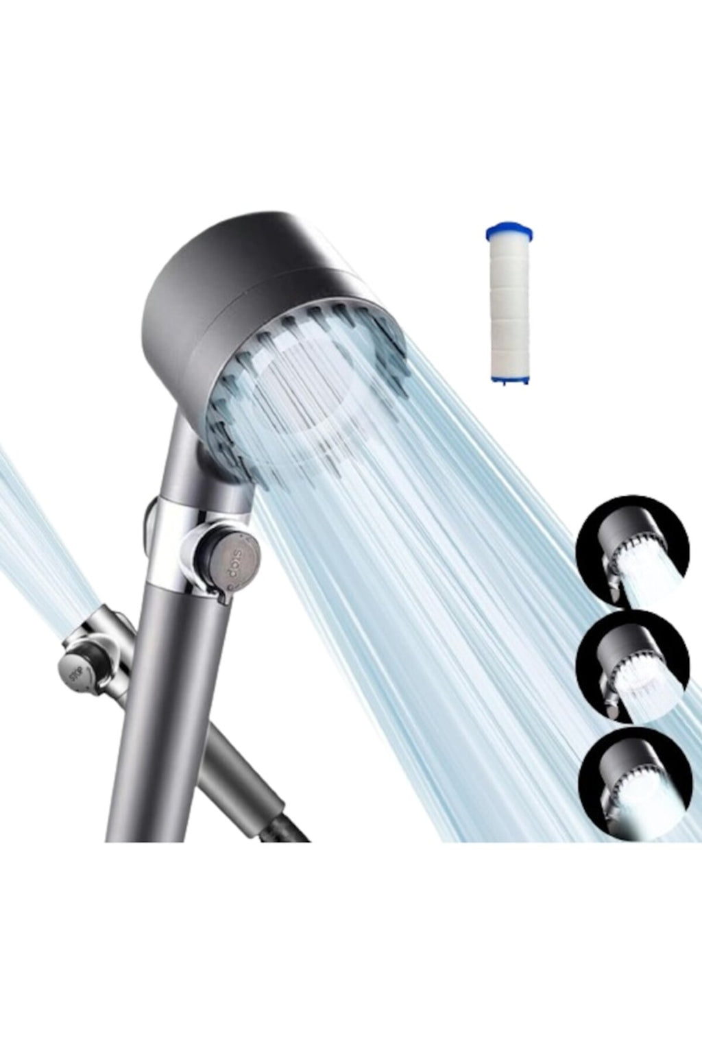 Cap de Dus Tip Para Premium 4 In 1 SUPER TRENDS®, Cu 3 Moduri Diferite De Presiune a Apei, Perie Ma