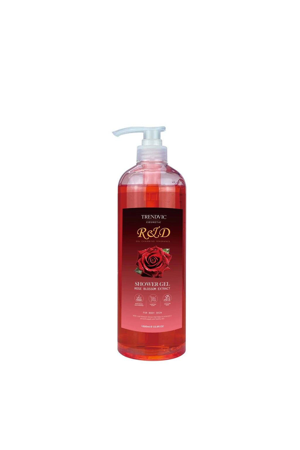 Gel de Duș Trendvic Cosmetic – Extract de Flori de Trandafir, 1000 ml