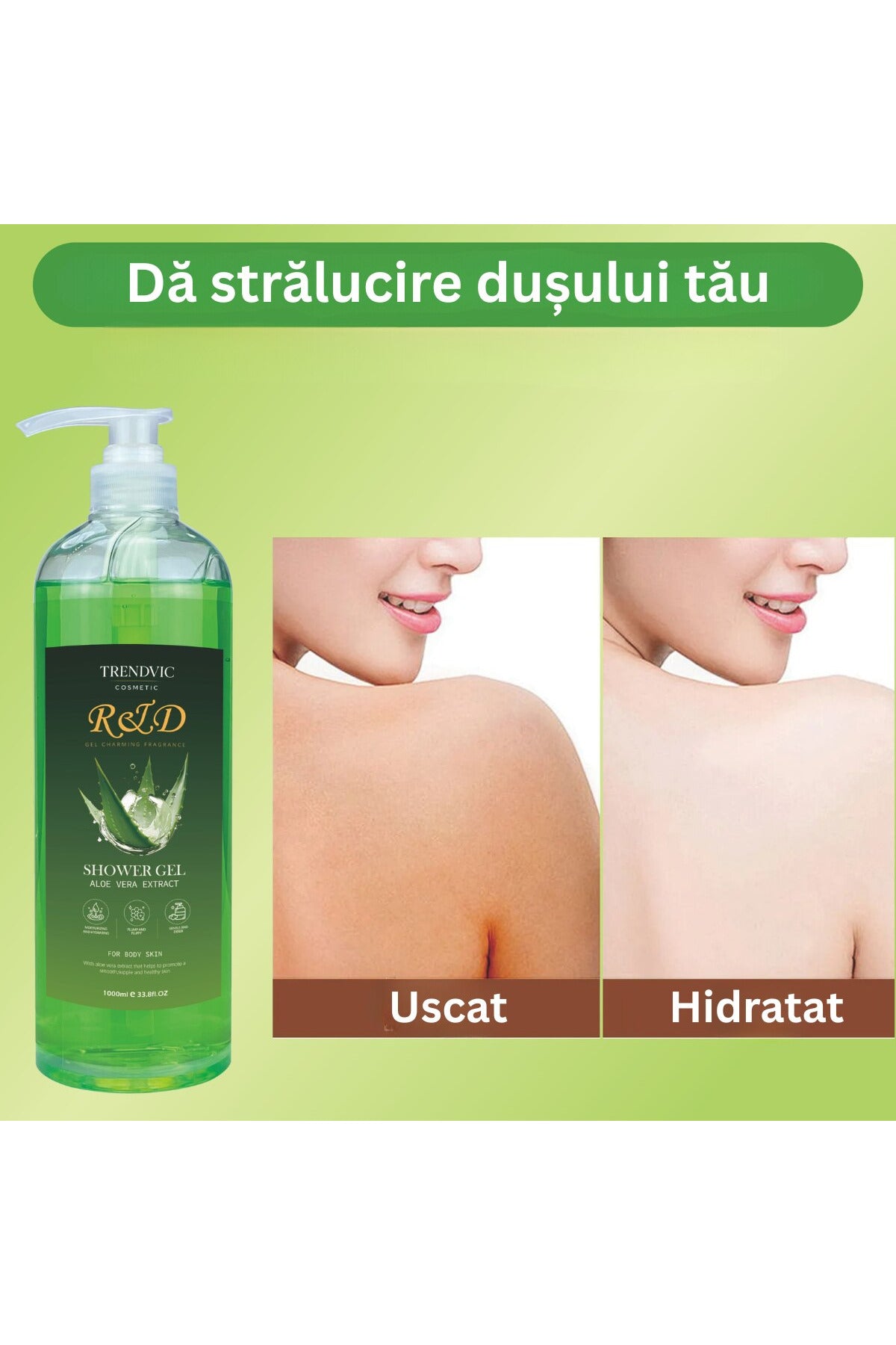 Gel de Duș Trendvic Cosmetic – Extract de Aloe Vera, 1000 ml