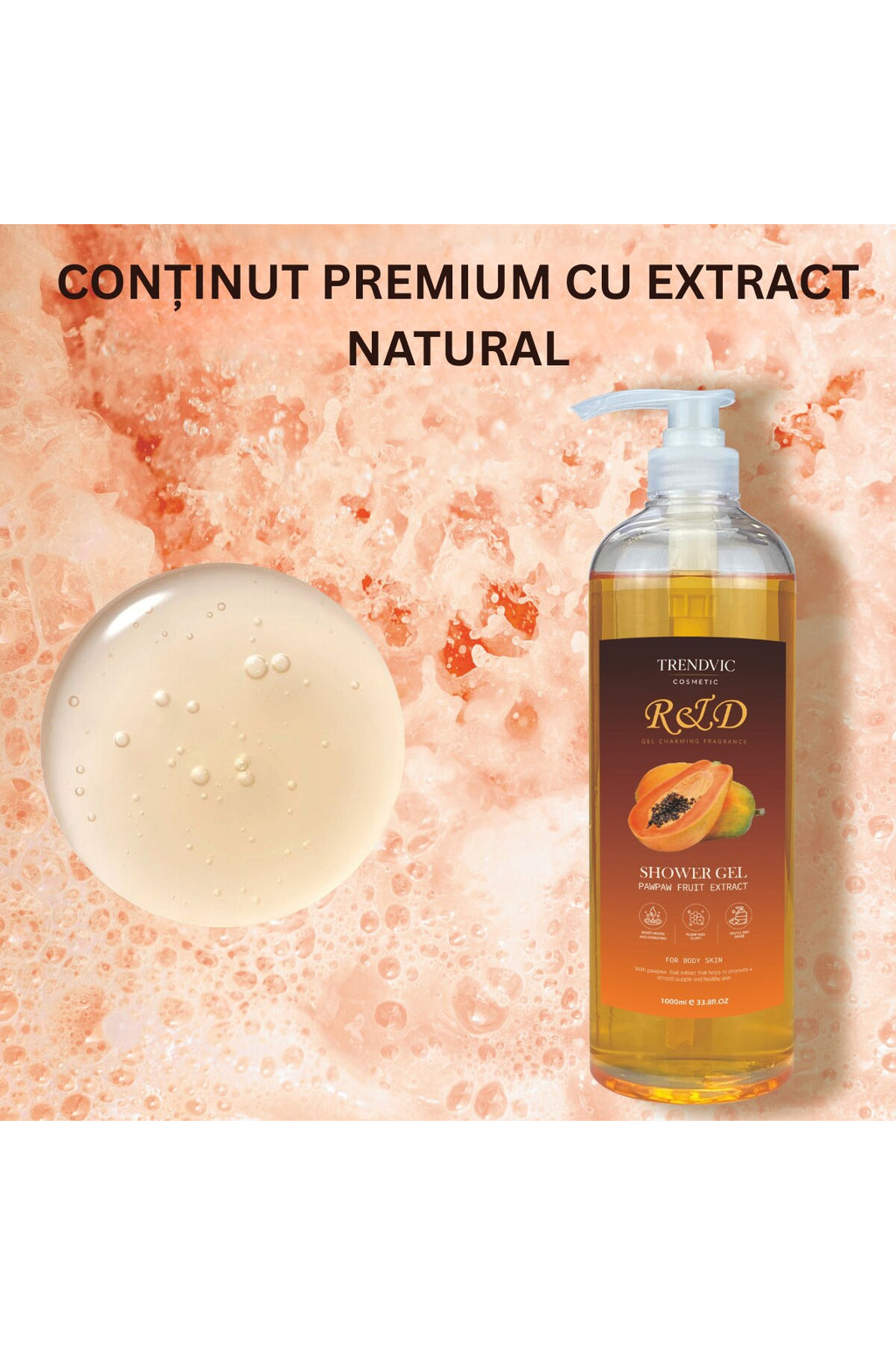 Gel de Duș Trendvic Cosmetic – Extract de Papaya, 1000 ml