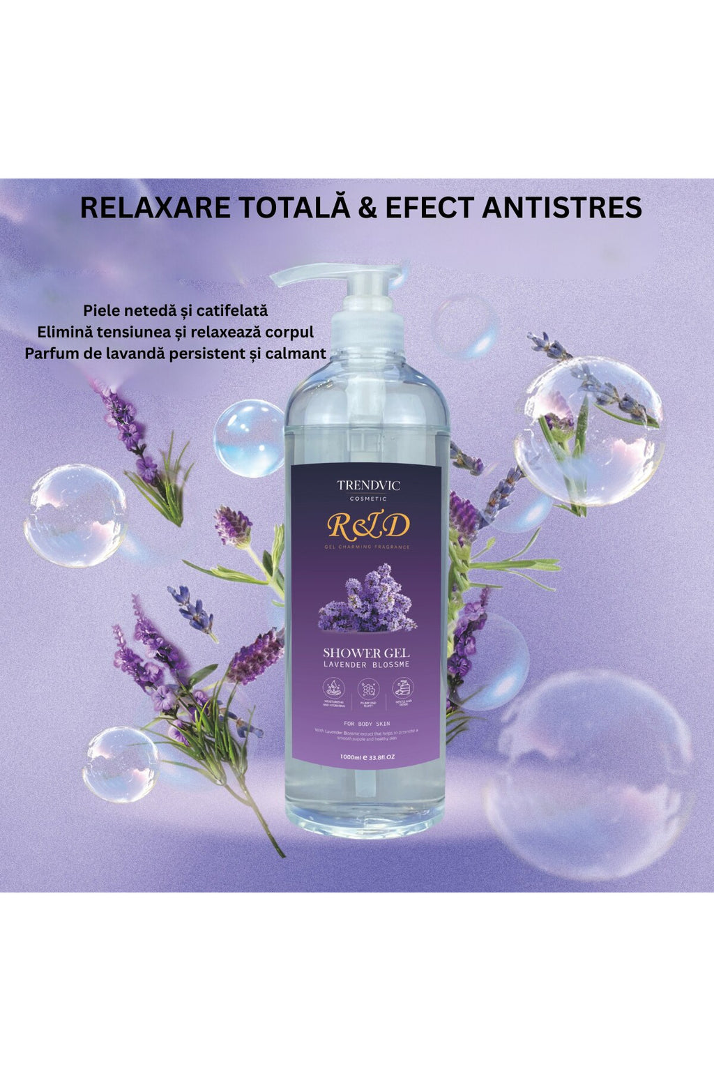 Gel de Duș Trendvic Cosmetic – Lavandă, 1000 ml