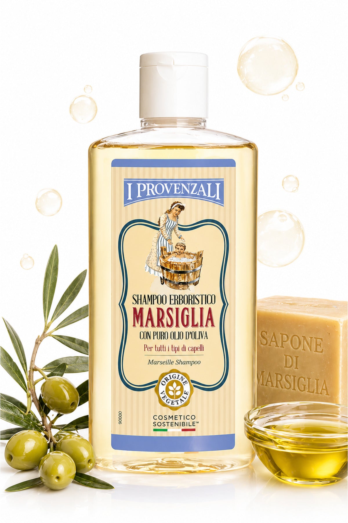 ?ampon Marsilia cu Ulei de M?sline 250 ml – I Provenzali, Cur??are Delicat? pentru Toate Tipurile de P?r