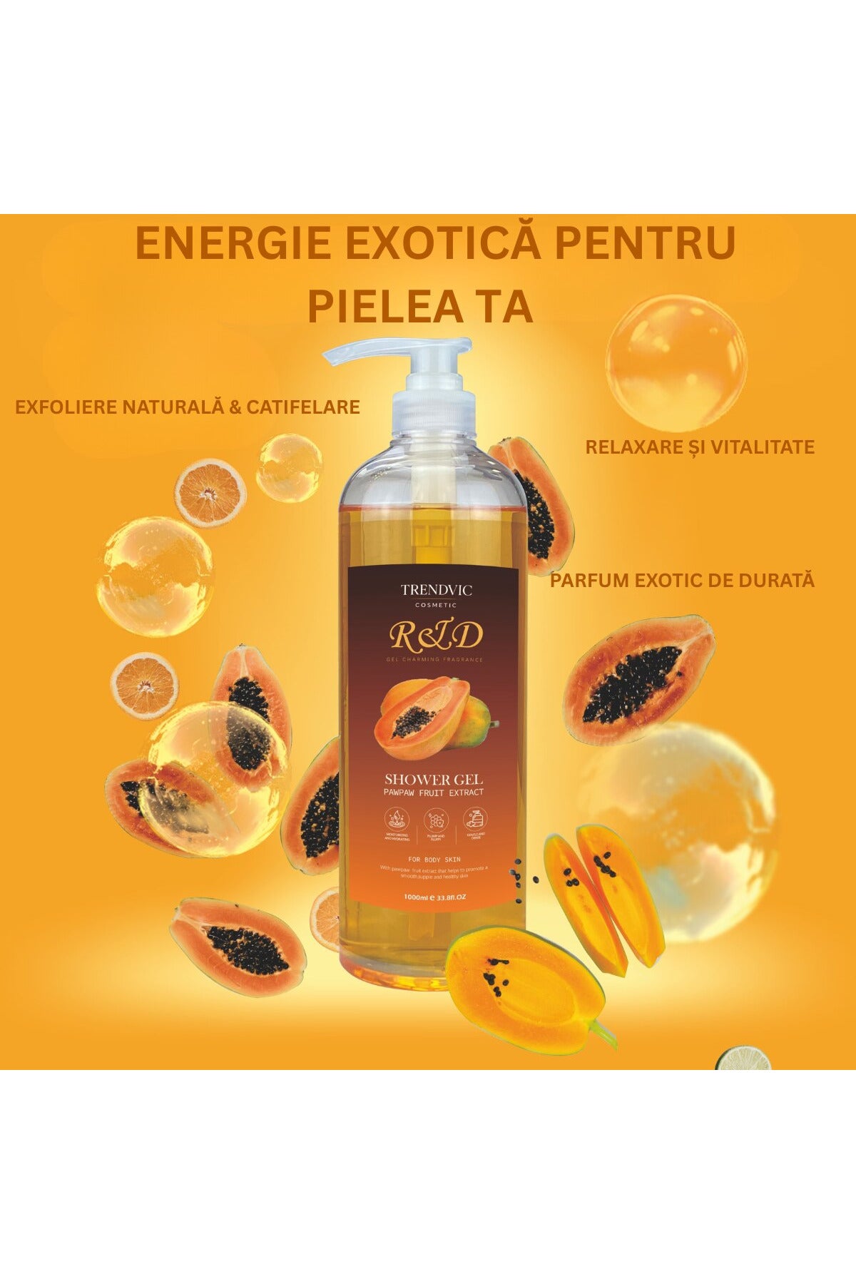 Gel de Duș Trendvic Cosmetic – Extract de Papaya, 1000 ml