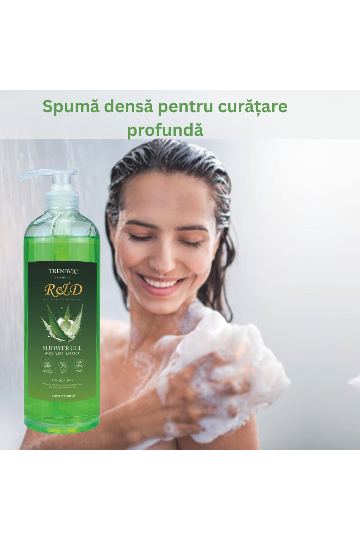Gel de Duș Trendvic Cosmetic – Extract de Aloe Vera, 1000 ml