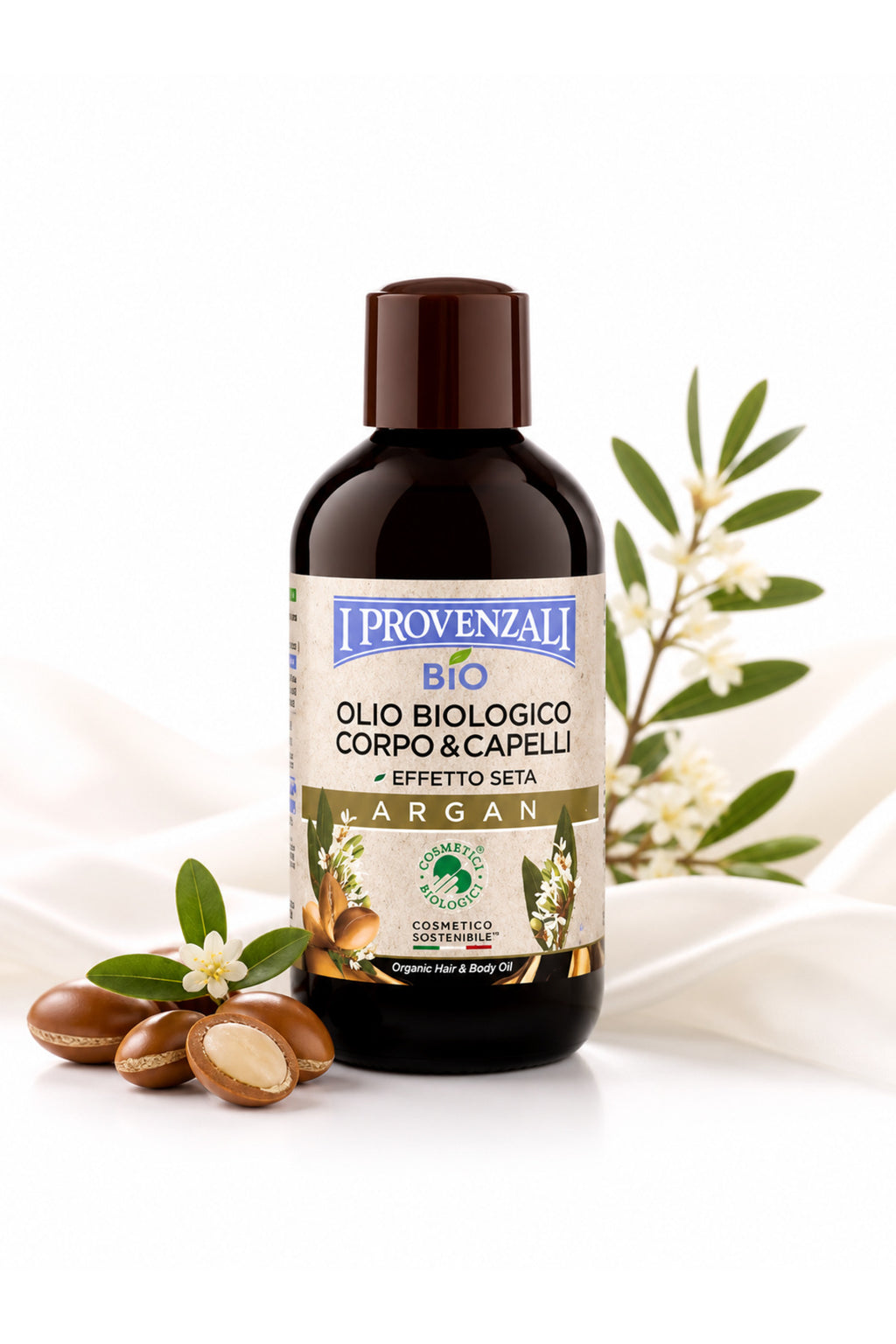 Ulei Organic de Argan pentru Corp ?i P?r 200 ml – BIO, Effetto Seta, Hidratare ?i Str?lucire Natural?