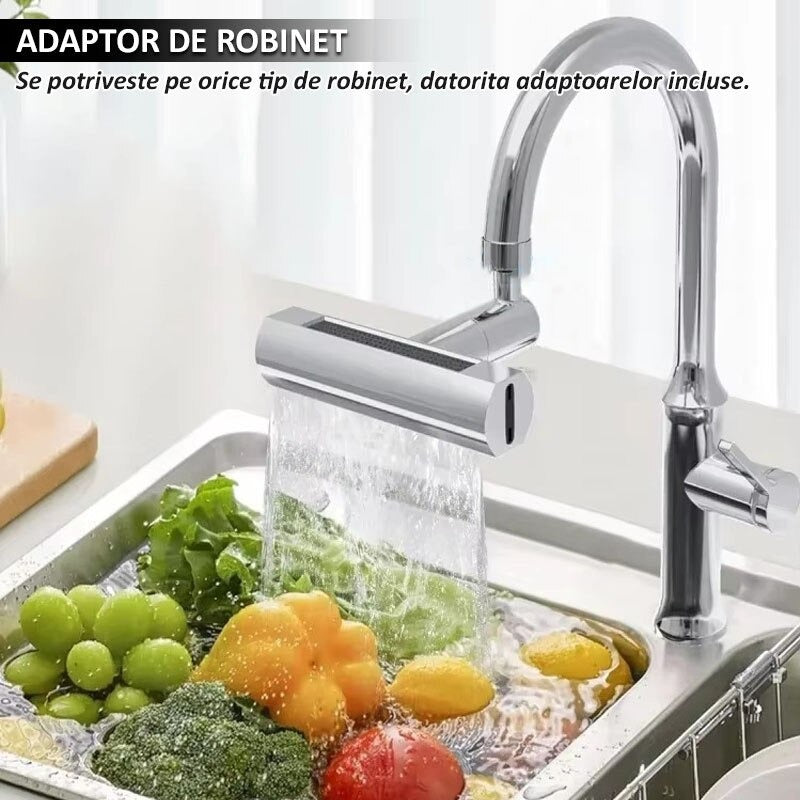 Robinet Multifuncțional 360° – 4 Modele de Jet, Economizor de Apă, Design Modern