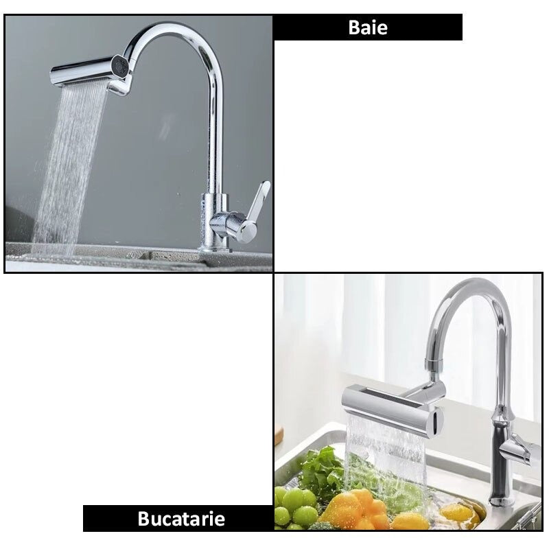 Robinet Multifuncțional 360° – 4 Modele de Jet, Economizor de Apă, Design Modern