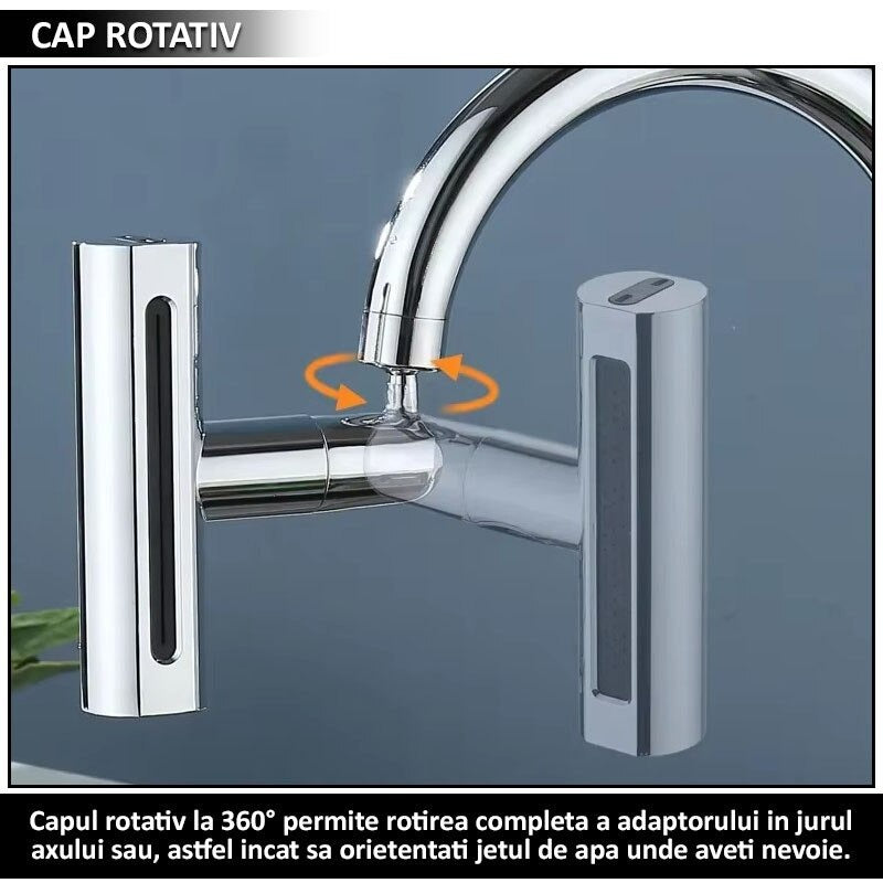 Robinet Multifuncțional 360° – 4 Modele de Jet, Economizor de Apă, Design Modern